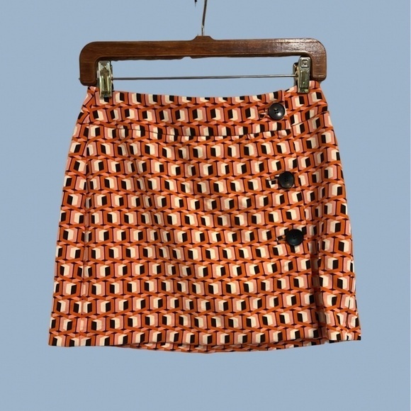 BERSHKA NEW geometric abstract print with side zipper closure and front buttons - Picture 1 of 12